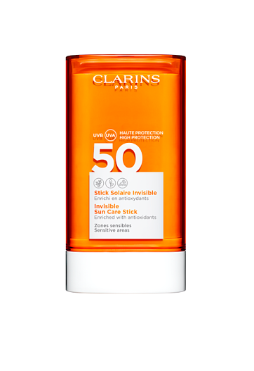 Sun protection pencil for sensitive areas of the face SPF 50 Stick Solaire Invisible, Clarins.